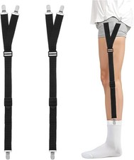 2PCS Shirt Stays Holder Men Elastic Non-Slip Locking Clamps Adjustable Military