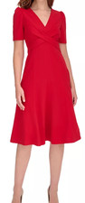 Tommy Hilfiger Womens Crisscross Fit Flare Deep Scarlet Size 10 $119