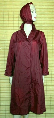 BORDEAUXFARBENER REGENMANTEL - RAINCOAT - NYLON - VINTAGE - HELION - GR. S - Bild 1 von 4