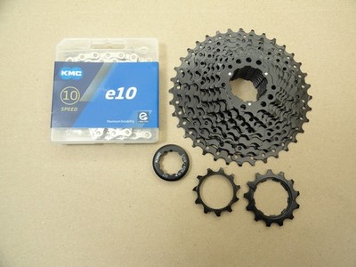 E-Bike Verschleißset 10fach KMC Kassette React 11-36 Zähne + Kette KMC e10 122GL