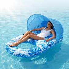 Pool Floats Adult with Canopy, Inflatable Lou...