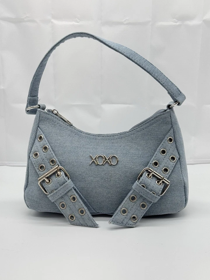 Cartera/bolso de mano de mezclilla azul con correa para el hombro XOXO para mujer - XOH395 Foto 3 de 4