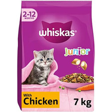 Whiskas Junior Chicken 7 kg Bag, Kitten Cat Dry Food - Pack May Vary 2.98 per kilo