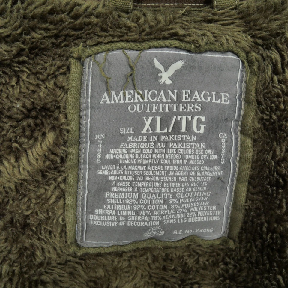 Sudadera con Capucha American Eagle Adulto XL Verde Cremallera Completa Forrada de Piel Sintética Sherpa Para Hombres Y2K Foto 4 de 4