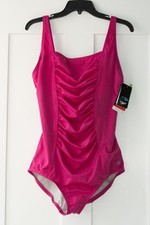 Speedo Women's Swimsuit Shirred Fuschia Eco Endurance Size 14 NWT