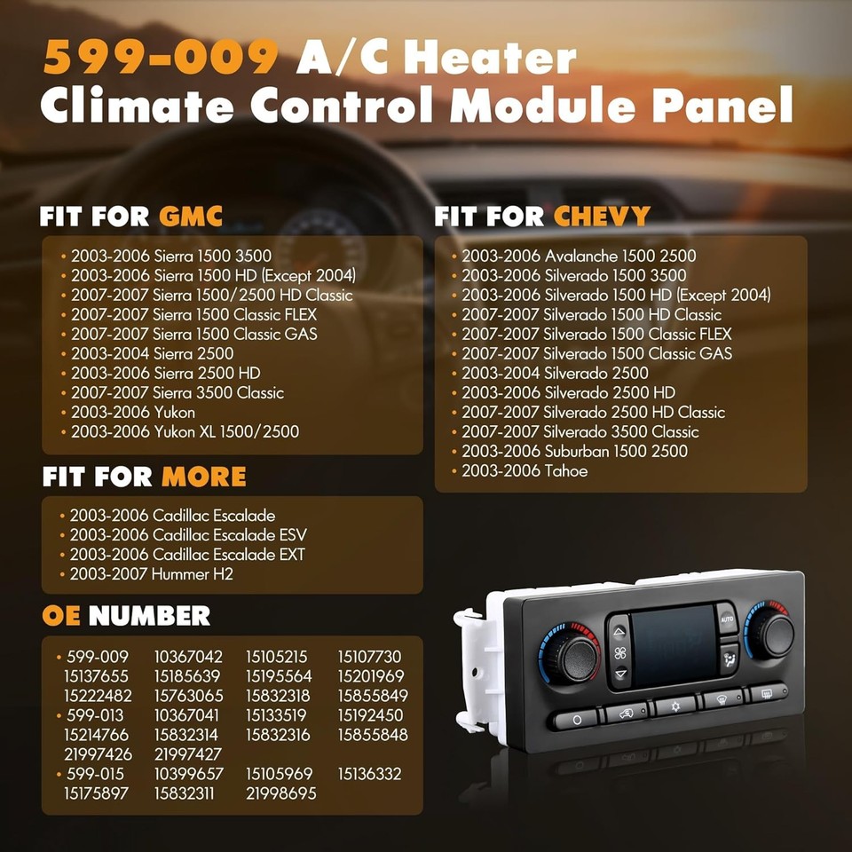 AC Heater Climate Control Module 599-009 For Chevy GMC Improved Design ...