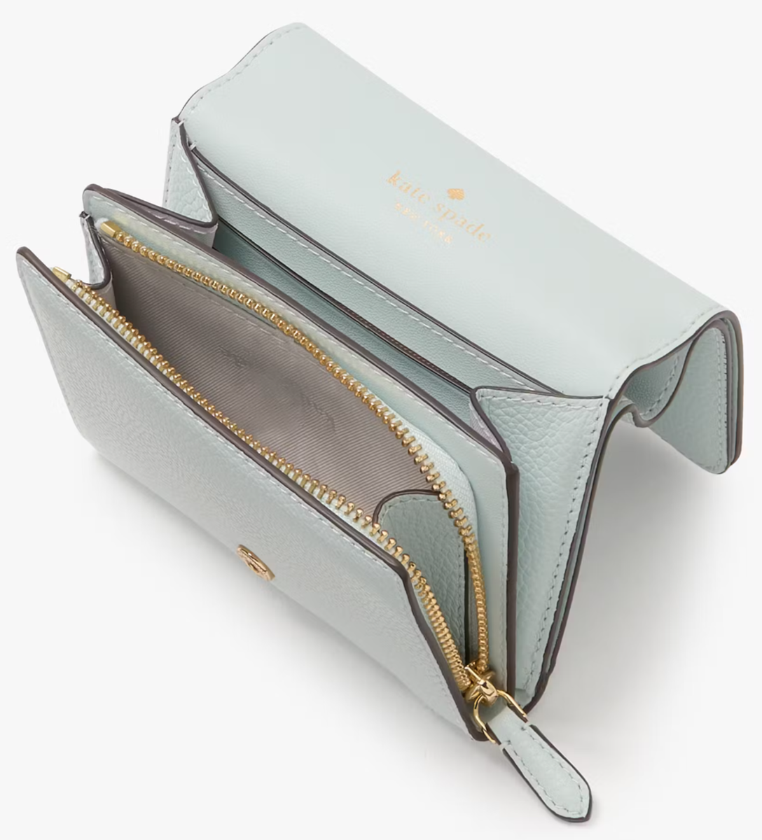 Kate Spade Kayla SM L-Zip Light Blue Leather Wallet KK056 Hazy