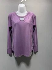RBX Active Purple Raglan Sleeve Pullover Peek Crew Neck Size M Athleisure