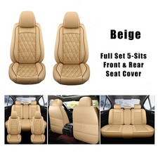 Fits 2000-2025 Nissan 5seats Car Seat Cover Leather Set Cushion Protector Beige Fits 2000-2025 Nissan 5seats Car Seat Cover Leather Set Cushion Protector Beige