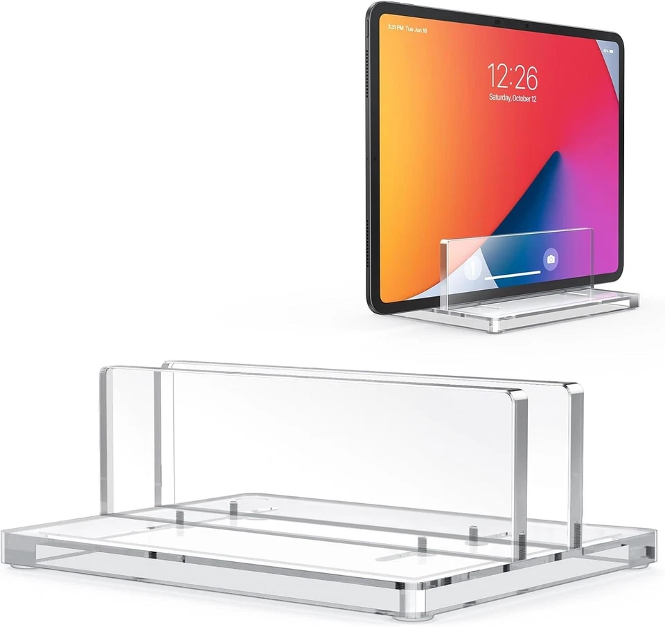 Soporte ajustable transparente para computadora portátil para escritorio - Elegante base para todas las computadoras portátiles de hasta 17" Foto 3 de 4