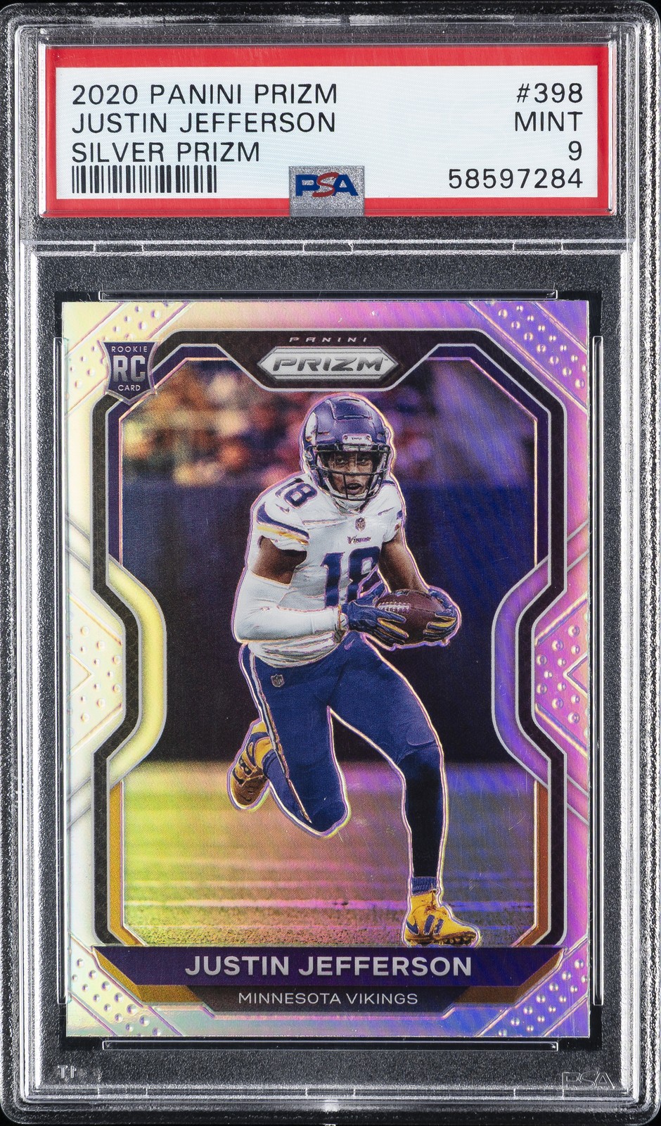 2020 PANINI PRIZM SILVER PRIZM #398 JUSTIN JEFFERSON ROOKIE RC PSA 9