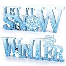 Wooden Winter Let It Snow Sign, Snowflake Winter Decorations for Home, Office...