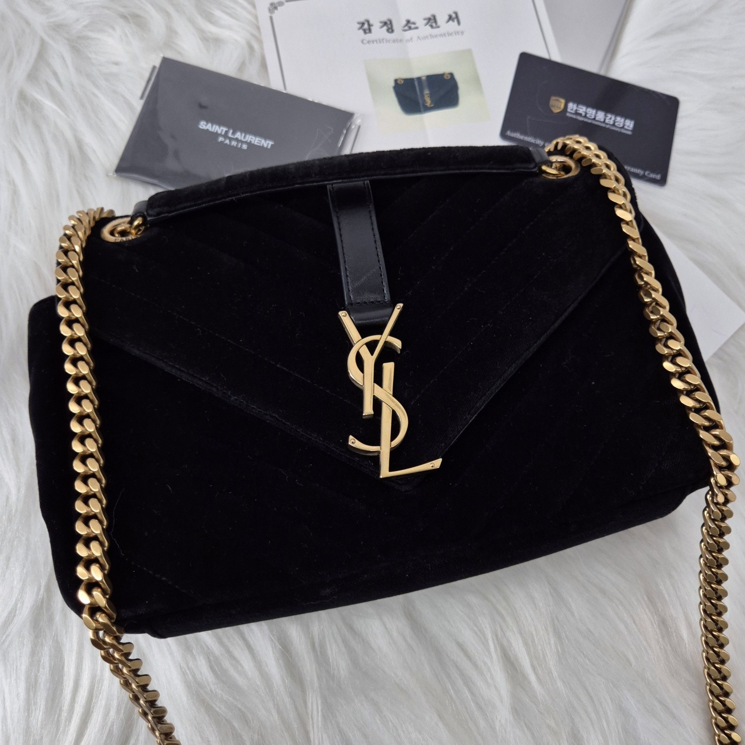 Saint Laurent catena di velluto tracolla e borsa a tracolla 428125 127175084