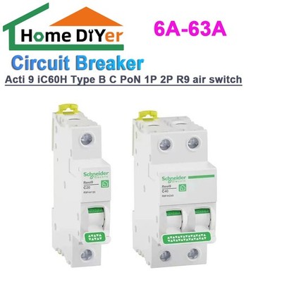 Circuit Breaker Acti 9 iC60H RCBO 6A-63A Type B C PoN 1P 2P R9 air switch