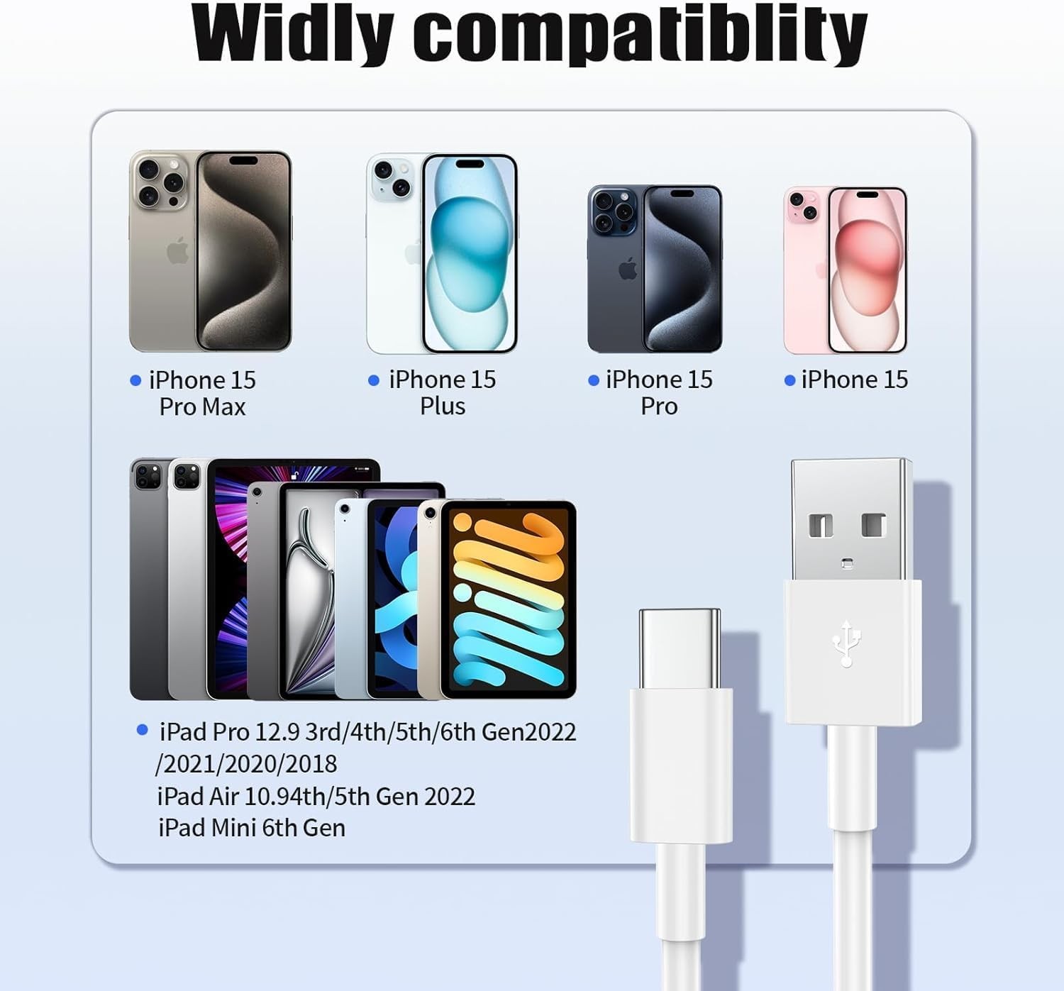 2Pack 3Ft Car Carplay Cable for Apple Iphone 17 Pro Max/17 Air/16 Pro/15 Plus/15