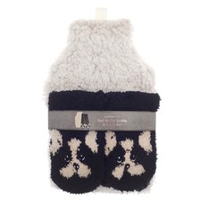 Country Club Sherpa Cover & Slipper Socks Hot Water Bottle Set: Assorted Designs