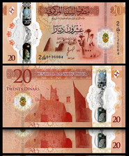 Libya 20 Dinar 2025, UNC, 2 Pcs PAIR, Consecutive, Polymer, P-87,New Sign-Design