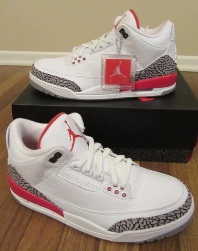Nike Air Jordan 3 Retro Size 11.5 White Fire Red Cement Grey 136064 116 New NIB