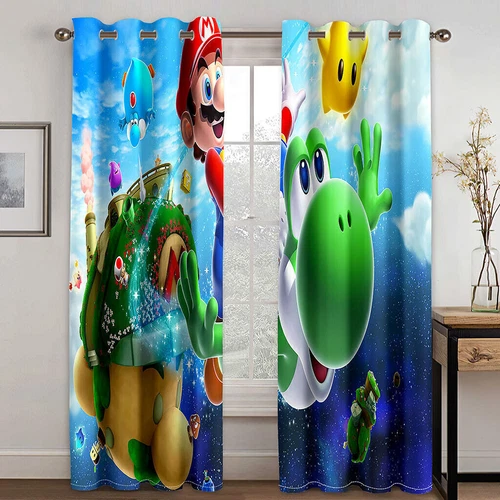 Super Mario 3D Pair Thick Blackout Window Curtains Thermal Ring Top Eyelet Gifts - Picture 7 of 61