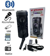 Cassa bluetooth ricaricabile microfono radio fm ingresso usb sd aux con luci rgb