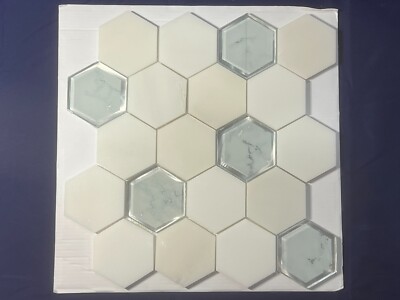 S45 Carrara White Glass Marble Hexagon Mosaic Tile Kitchen Bathroom Polished