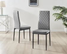 4x Milan Dining Chair Black Velvet Black Legs