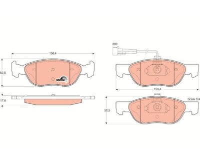 Brake pad set, disc brake Cotec TRW GDB1290 for Fiat