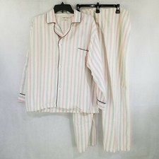 Vintage Montgomery Ward Long Sleeve Pants Pajama Set Stripes No Size Brushed