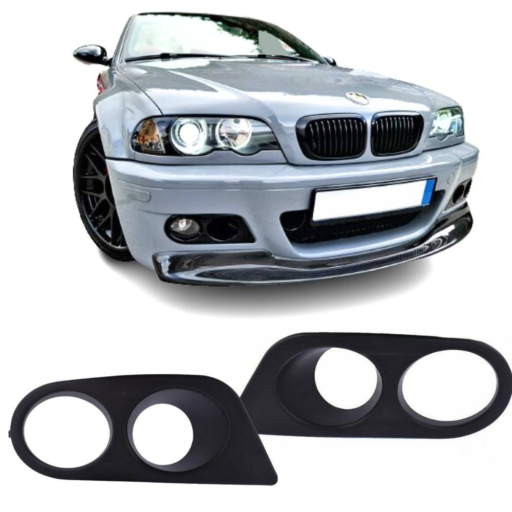 Paire de caches antibrouillard noirs en ABS pour pare-choc BMW Série 3 E46 look M3
