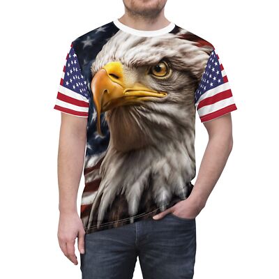 Patriotic Bald Eagle Unisex Cut & Sew Tee All Over Print