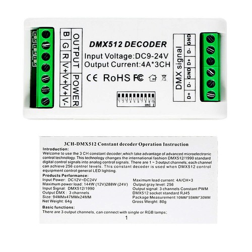 12V DMX 512 4A 3 Channels Decoder Controller Bare Board for RGB LED Light Strip - Picture 2 of 5