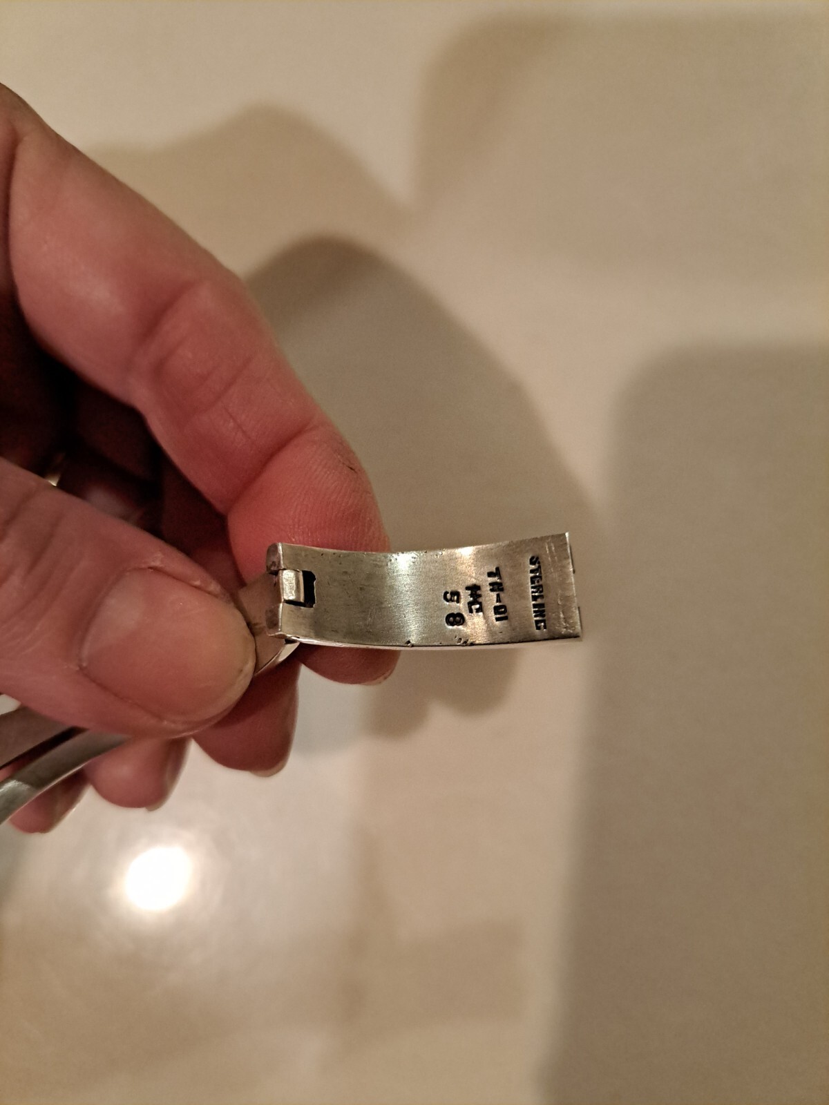 Cuff Bracelet Chevron Pattern Silver 925 Hinged 4… - image 6