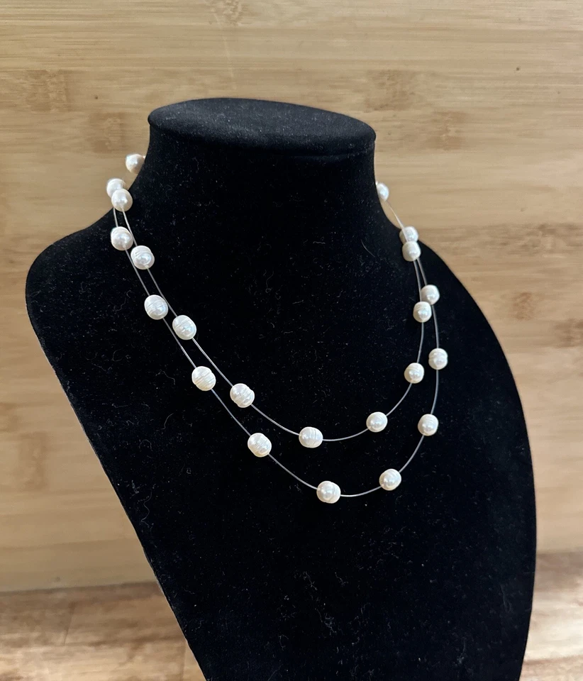 Collar de perlas barrocas de agua dulce Helzberg Diamonds HDS 925 de plata de ley de 8 mm Foto 4 de 4