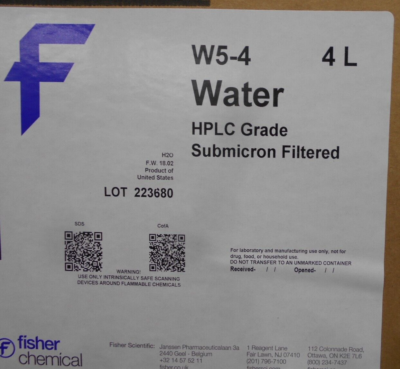 Thermo Fisher Scientific W5-4 Water 4/4L HPLC Grade Submicron Filtered |  eBay