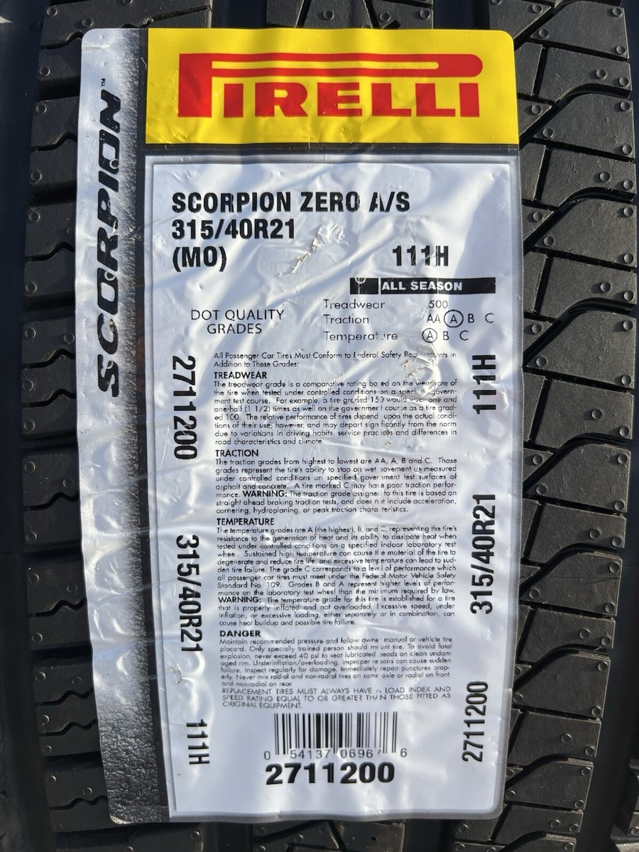 TWO BRAND NEW 315/40R21 Pirelli Scorpion Zero A/S All Season MO