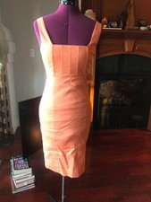 Alice + Olivia peach body-con dress NEW WITH TAGS size 00, short, mesh accents