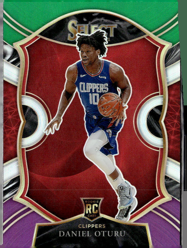2020-21 Panini Select #93 Daniel Oturu Green White Purple Prizm Rookie Clippers