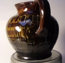 Dunster/Fishley Holland  Studio Pottery Jug  deep brown glaze 1953 9 cm early