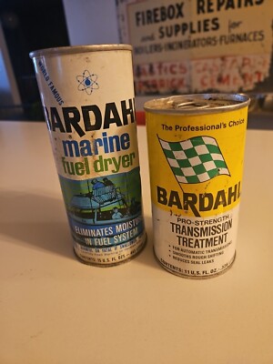 OUTBOARD MOTOR OIL METAL CAN LOT of 2 BARDAHL CANS 1 MARINE & 1 TRANSMISSION 