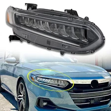 For 2021 2022 Honda Accord Full LED Headlight Chrome Assembly Right Passenger RH
