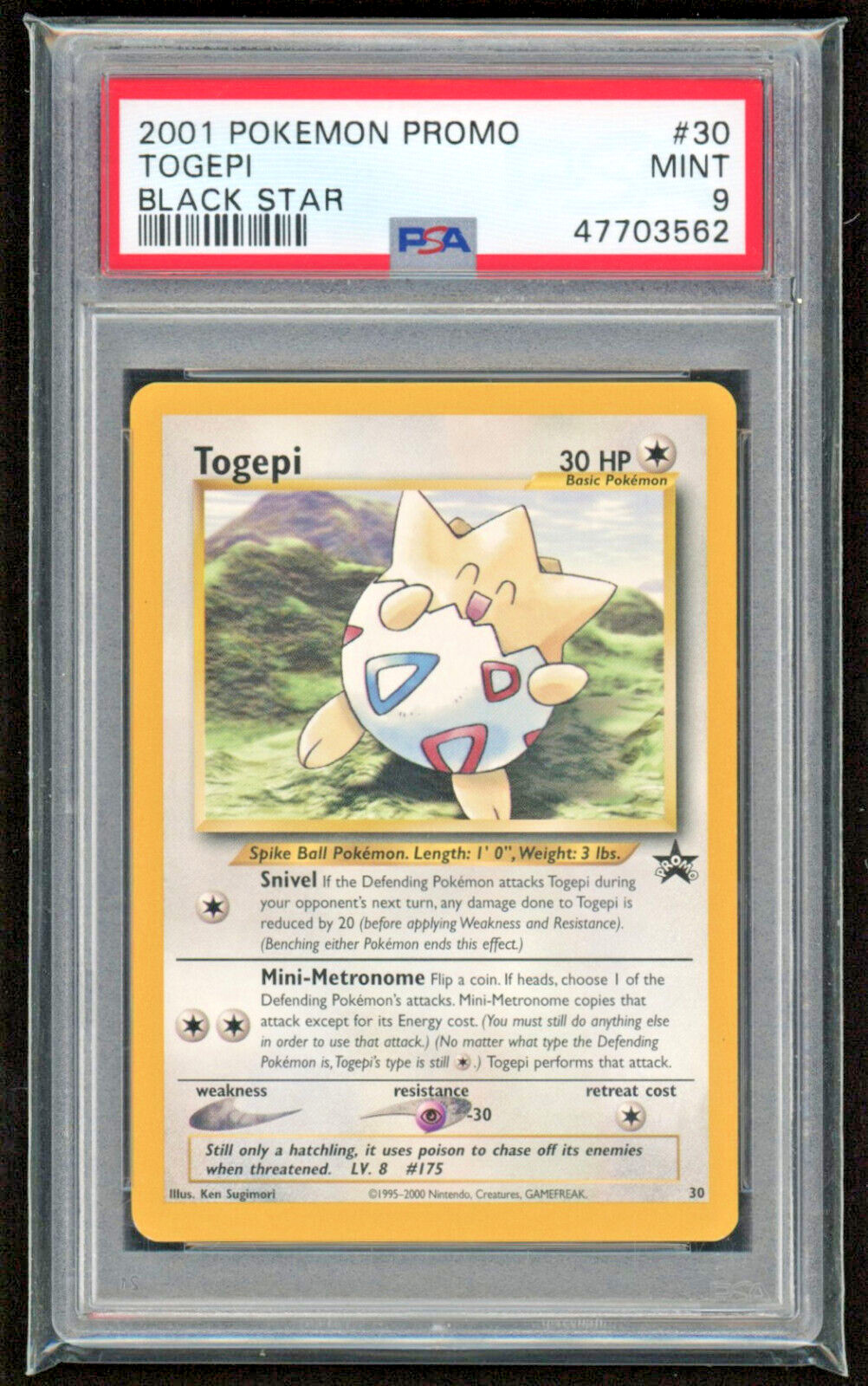 2001 TOGEPI BLACK STAR PROMO PSA 9 MINT #30 POKEMON CARD GAME TCG WOTC