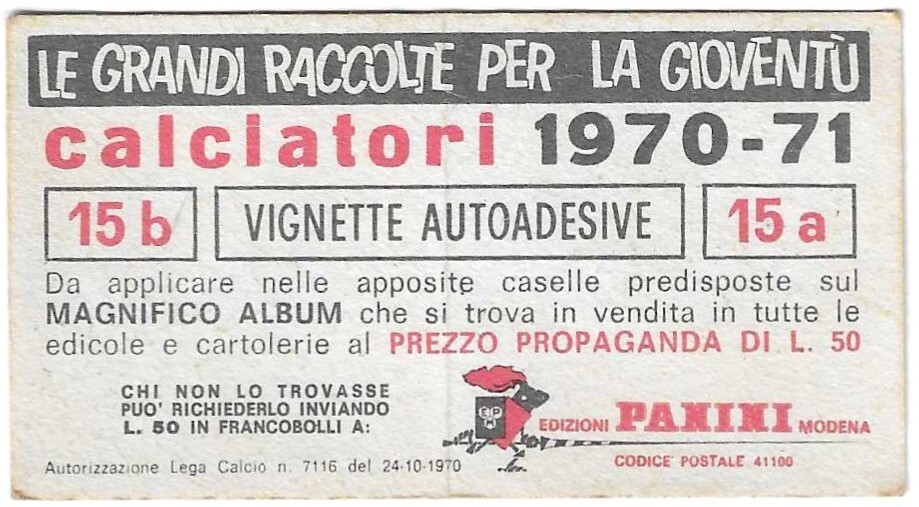 Figurine Panini Inter 1970-71 – Scudetto Raso Avec Velina, Occasion