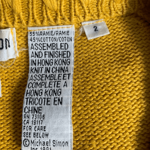 Vintage 90er Michael Simon For Henri Bendel Strickjacke Pullover bestickt gelb - Bild 10 von 15