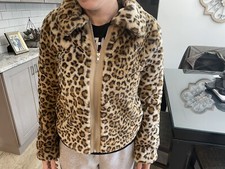 Skylar + Madison Women's Leopard Print Faux Fur Colored Jacket Zip Close