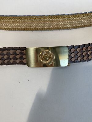 Vintage sequin gold belt with flower buckle Gold and Rose Gold Sequin Vintage Elastic Belt With Sequin  main image 4