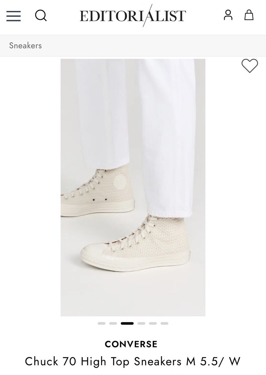 Converse Chuck 70 High Top Sneakers Women 7, Men 5 Crochet White