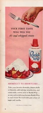 Reddi Wip Whipped Cream 1958 Vintage Print Ad Original No Copies 14" x 5 1/2"