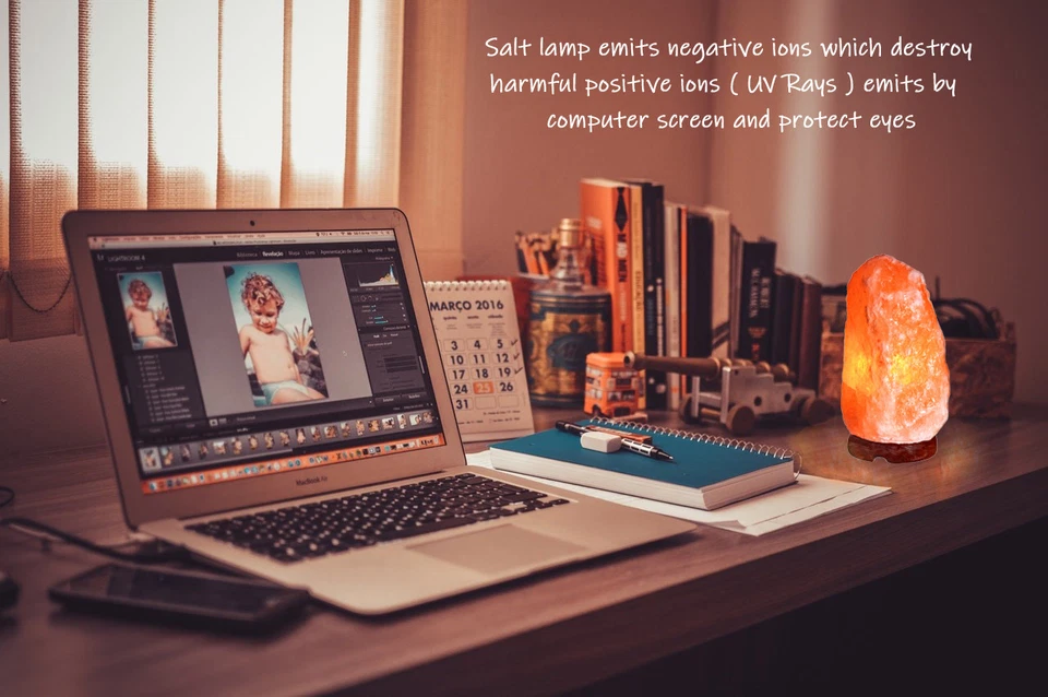 Lámpara de sal de roca de cristal natural del Himalaya IndusClassic purificador de aire 6 ~ 9 libras Foto 2 de 4