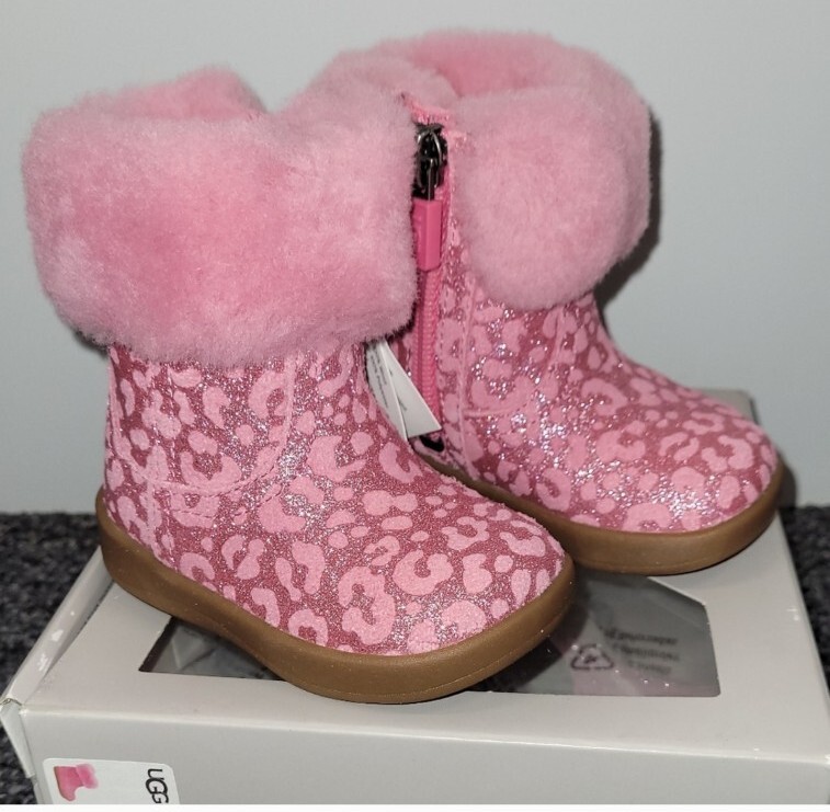 UGG Metallic Infant Girls Jorie II Glitter Leopard BOOTS Size 0/1