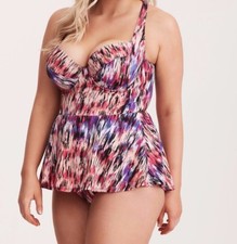 Torrid Mirage Print Peplum One Piece Swimsuit Pink 00X Med Large 10 00 93483